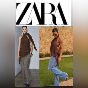 NWT ZARA ASYMMETRIC HALTER TOP
ZW COLLECTION
BROWN SIZE S 
🚨FIRM PRICE